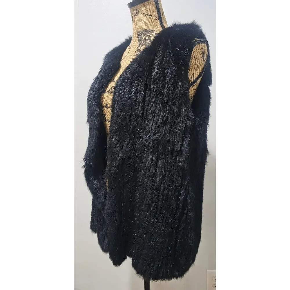 525 America Lux Rabbit Fur Vest, 100% Real Dyed Rabbit Fur, Womens Sz S, New